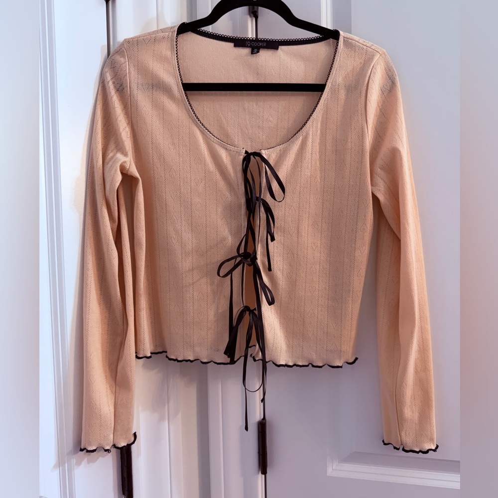 19 Cooper Peach Tie-Front Blouse NWOT